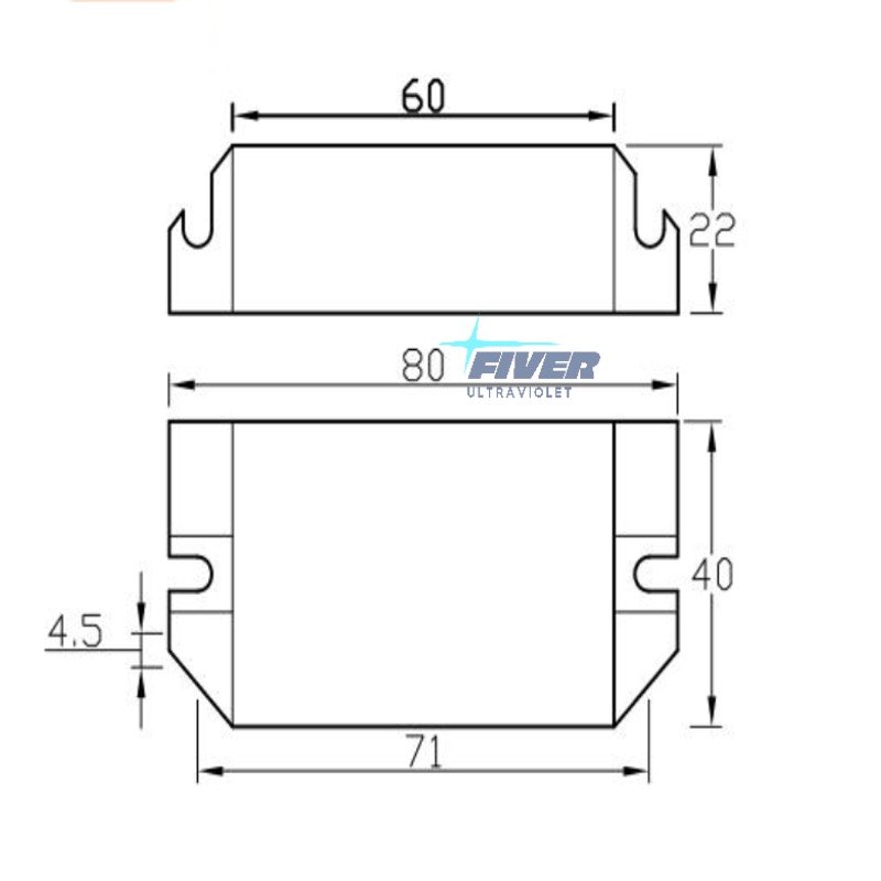 Dimension for UV Ballast PH12-180-10A 