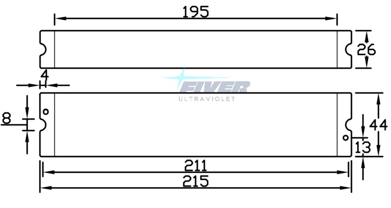 Dimension for 100W UV light Ballast PH1-800-100