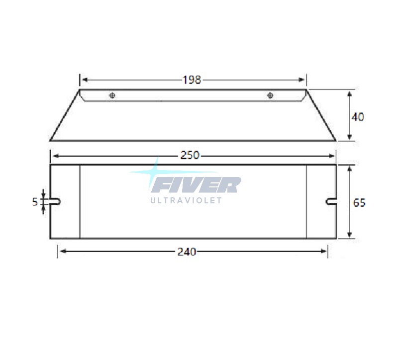 Dimension for 2X155W UV Ballast PH8-800-2/155