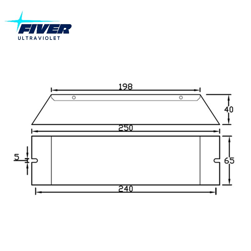 dimension for uv electronic ballast PL8-800-155