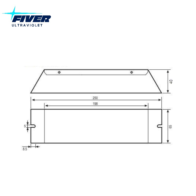 Dimension for uv lamp ballast PH8-800-155