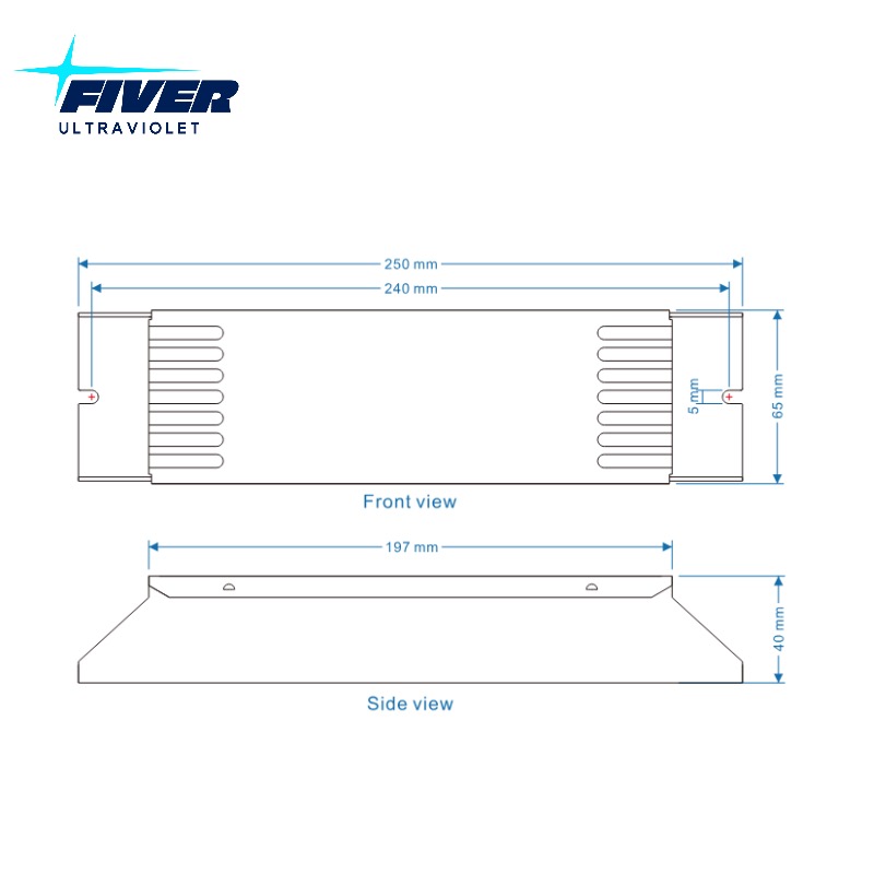 2.1A 200W Amalgam UV Light Ballast PH8-2100-200 Dimension