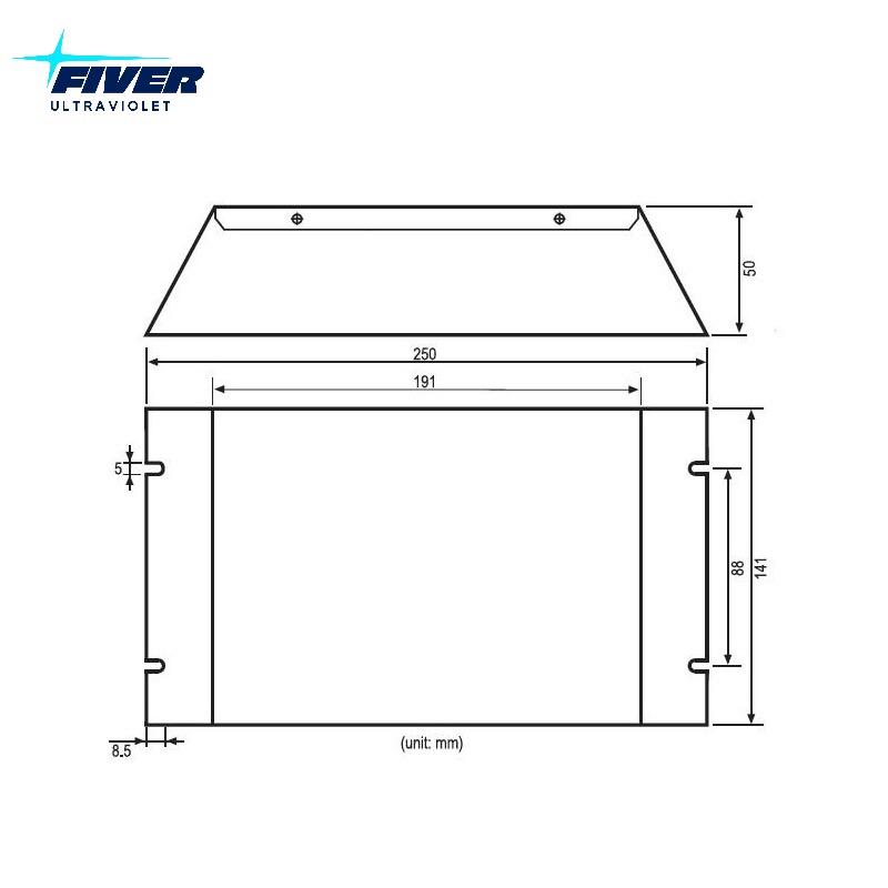 Dimension for 500W Amalgam UV Ballast PH10-5500-500