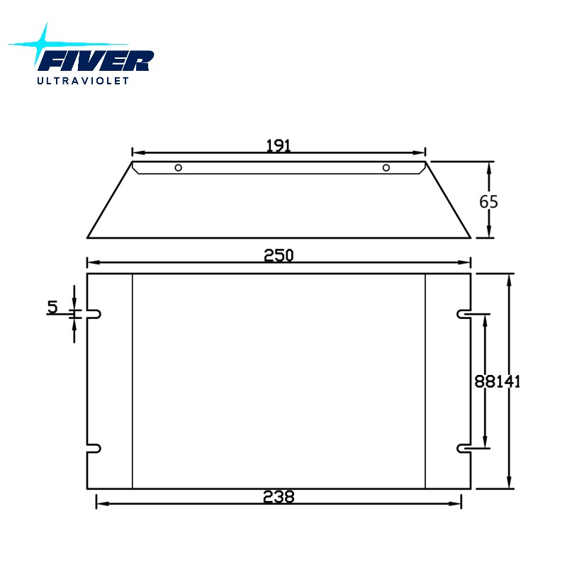 Dimension for Amalgam UV Lamp Ballast PH10-AL-500