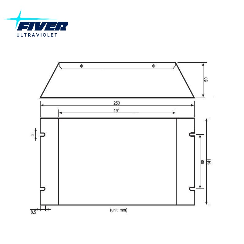 Dimensions for UV-C Lamp Ballast PH10-AL-800.jpg