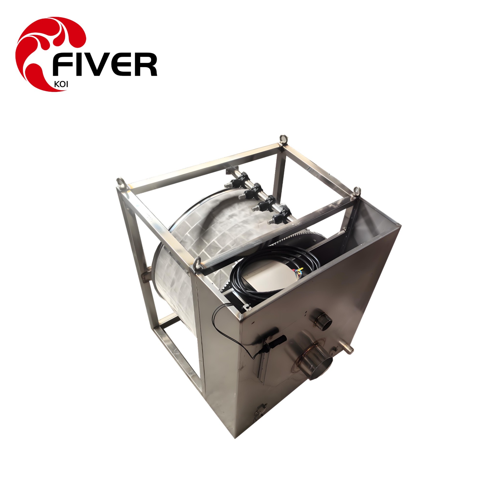 Open Type Rotary Drum Filter Customized Gravity Fed Drum Filter For Koi Pond 